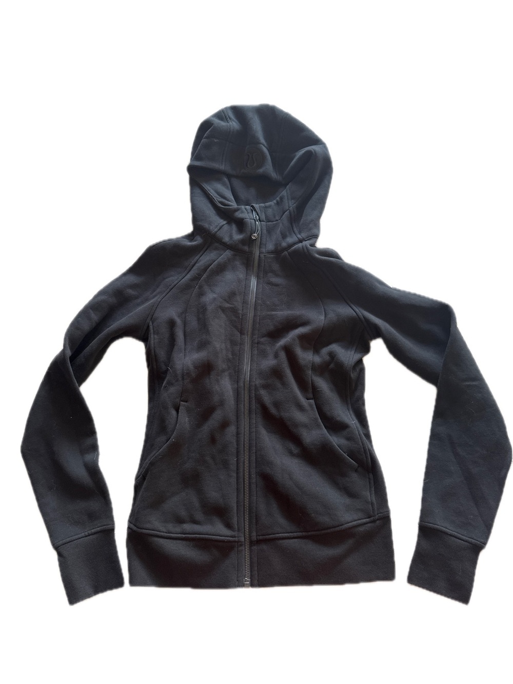 Lululemon Black Full-Zip Scuba Jacket Size 6 “Run” on sleeve NWOT
